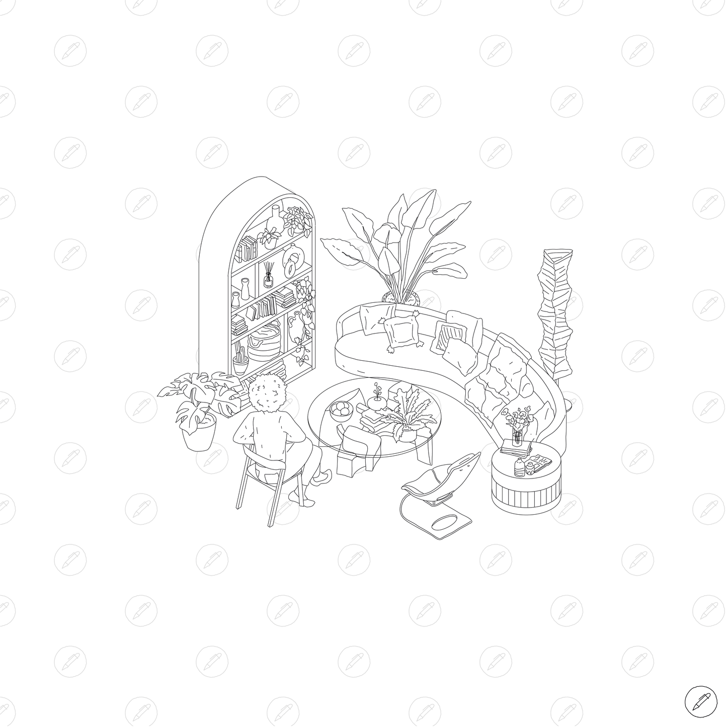 Cad & Vector - Isometric Living Room Furniture