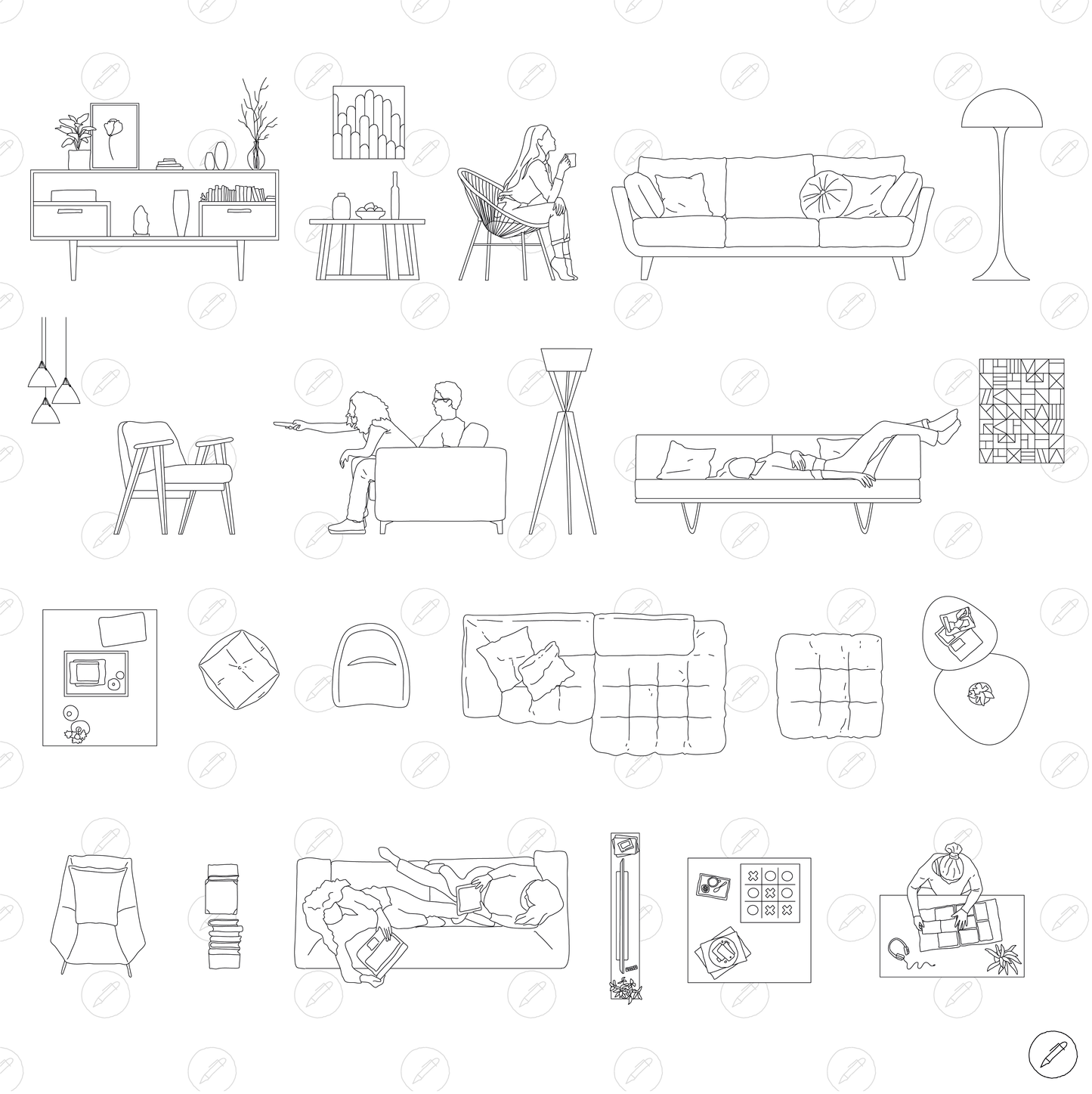 Cad & Vector - Living Room Furniture