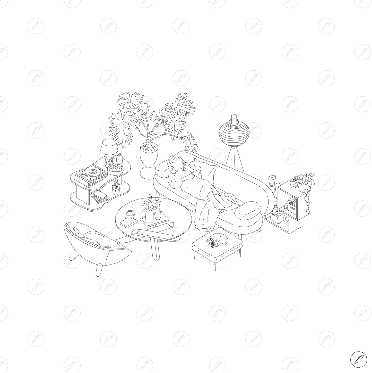 Cad & Vector - Isometric Living Room Furniture